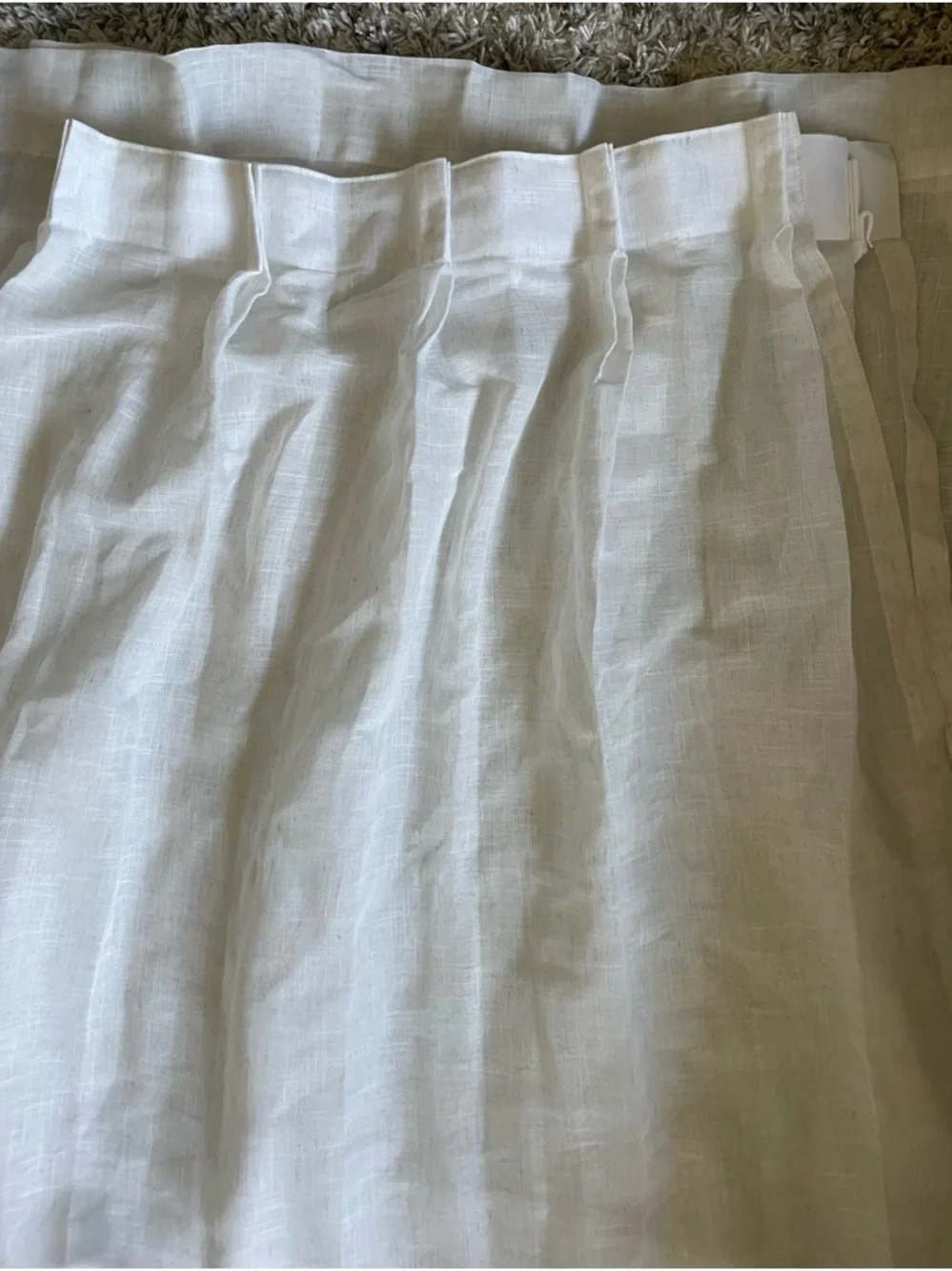 Twopages NEUTRAL Linen Pinch-Pleat Sheer Curtains in “Natural White” 52”x102”
